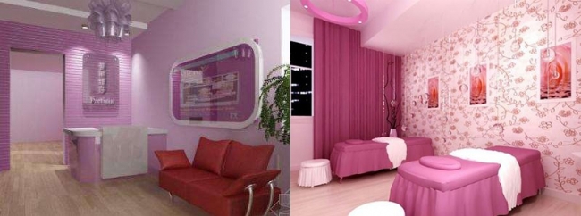 美容院粉色装修效果图